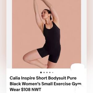 Calia Pure Black Women's Short Bodysuit Small
